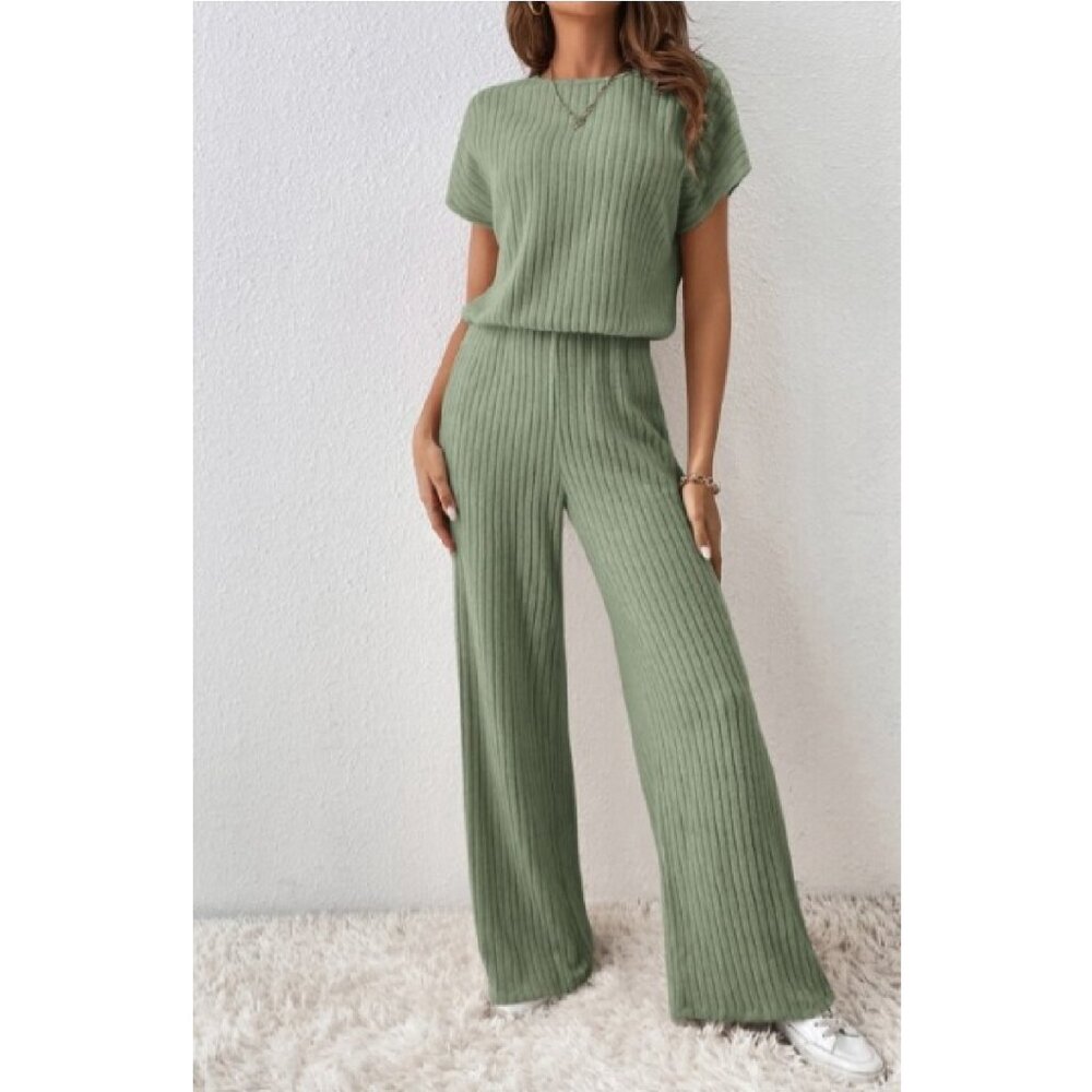 NWT Ribbed, Short Sleeve Jumpsuit